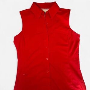 Magellan Outdoors Red Sleeveless Button-Down Shirt